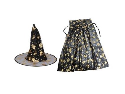 Set karneval - čarodějnice (klobouk, plášť)