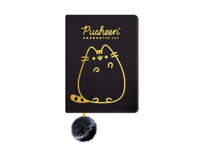 Plyšový zápisník A5/96 listů PUSHEEN černý