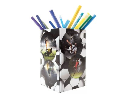Stojánek na psací potřeby, kartonový, motiv fotbal