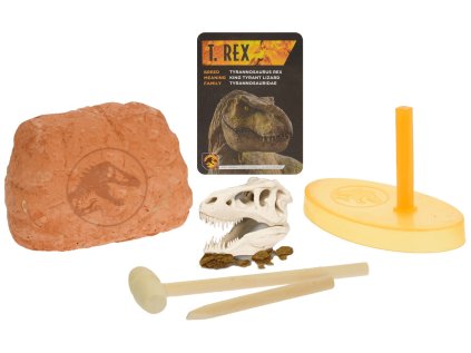 Jurský svět sada pro tesání dinosauří lebky s podstavcem v krabičce