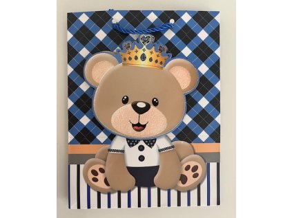 Taška dárková M 26x32x10 cm Medvěd, mix motivů