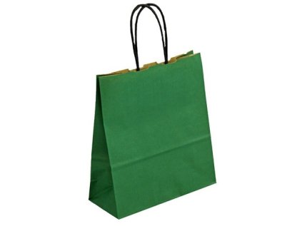 Papírová taška tmavě zelená 24x11x31 kroucené ucho vroubkovaný vzhled Toptwist