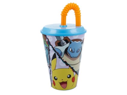 Kelímek plastový s brčkem 430 ml Pokémon
