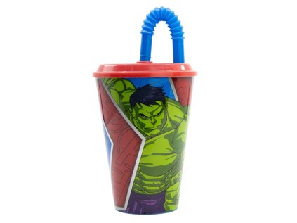 Kelímek plastový s brčkem 430 ml Avengers