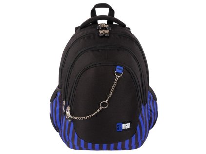 Studentský batoh St.RIGHT 17-Black&Blue BP6, 4 komorový, 26l, rozměry: 42 x 31 x 23 cm