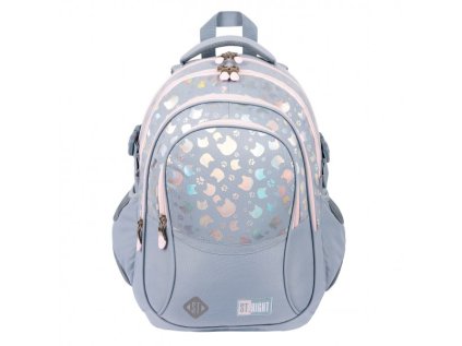 Studentský batoh 17 St.RIGHT - Silver Cats, 4 komorový, BP01, rozměry: 43 x 32 x 21cm