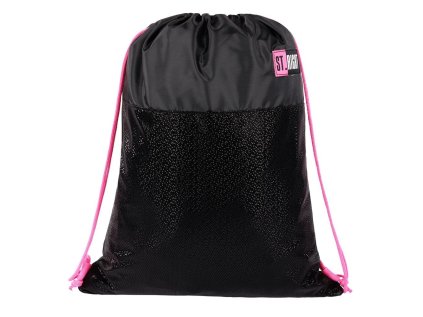 Sáček na přezůvky a cvičební úbor St.RIGHT - Black Glitter, rozměry 34 x 43 cm