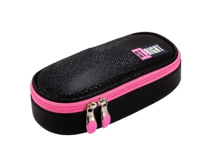 Penál oválný Black Glitter, rozměry: 230 x 105 x 55 mm