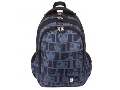 Studentský batoh St.RIGHT 17-Black Anime BP57, 3 komorový, rozměry: 45 x 30 x 20 cm