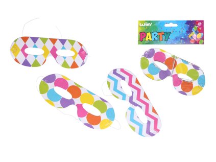 Párty škraboška MIX 16x7 cm, 6 ks