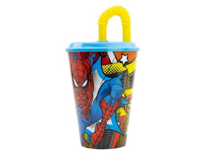 Kelímek plastový s brčkem 430 ml Spiderman
