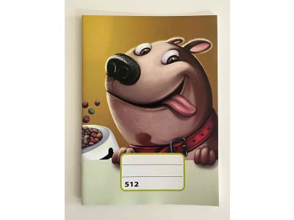 sešit 512, A5, 10 listů, linkovaný 16 mm, motiv pes