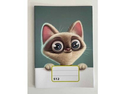 sešit 512, A5, 10 listů, linkovaný 16 mm, motiv kočka