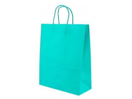 Papírová taška tyrkysová 26x11x33, kroucené ucho