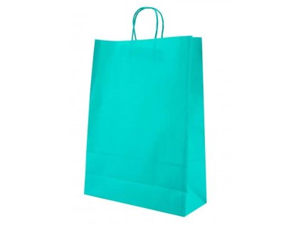 Papírová taška tyrkysová 31x12x42, kroucené ucho