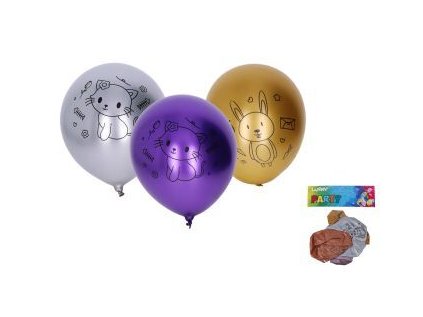 Balónek nafukovací 30cm - sada 5ks, chromový zvířátka