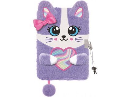 Památník/zápisník s visacím zámkem A5/96 listů, Fialová kočka