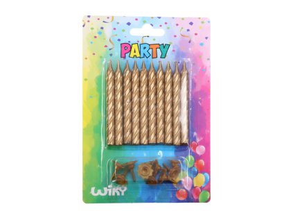 Svíčky 10ks + stojánky 10ks Zlaté