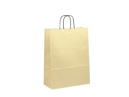 Papírová taška barva slonová kost 32x14x42 kroucené ucho vroubkovaný vzhled