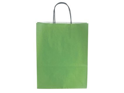 Papírová taška barva zelená 32x14x42 kroucené ucho vroubkovaný vzhled