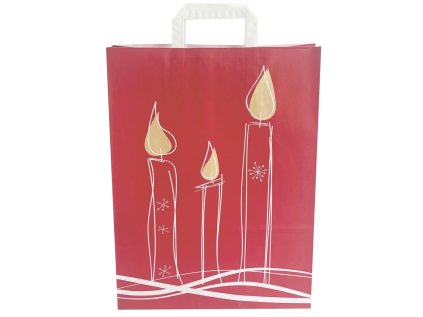 Vánoční taška Vánoční svíčky, červená, 22x10,5x28, plochá ucha