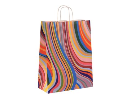 Papírová taška Sedmdesátá léta 32x14x42 s potiskem, bílá kroucená ucha