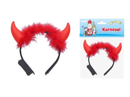 Rohy čertovské svítící s ozdobou 17x17 cm