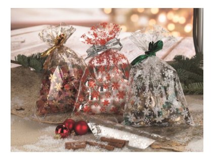 Sáček celofan 16x25 cm transparent vločky