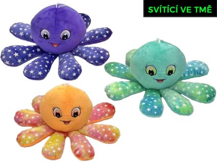 Chobotnička plyšová 15cm svítící ve tmě 3barvy 0m+