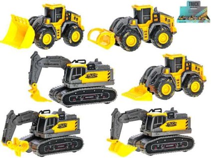 Stavební vozidla žlutá 11,5cm na setrvačník 9druhů