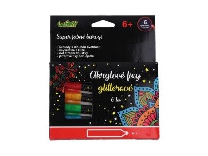 Akrylové popisovače glitter 6ks