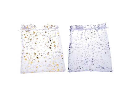 Sáček ORGANZA Hvězdy 20x30 cm Vánoce