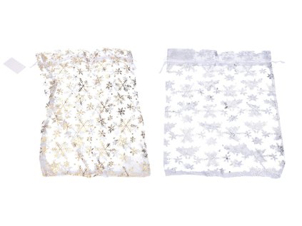 Sáček ORGANZA Vločky 17x23 cm Vánoce