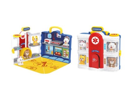Zvířecí nemocnice přenosná s efekty 28x14x28 cm