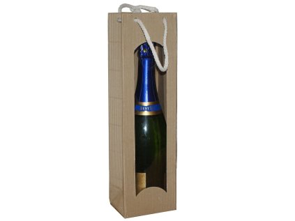 Taška na víno z vlnité lepenky,přírodní, 1 láhev