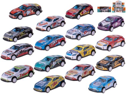 Auto závodní 6,5cm kov zpětný chod v 16druhů v krabičce