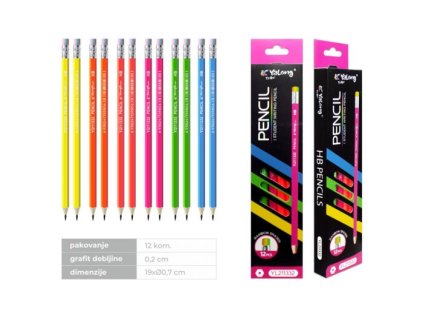 Tužka grafitová HB s gumou v duhových barvách