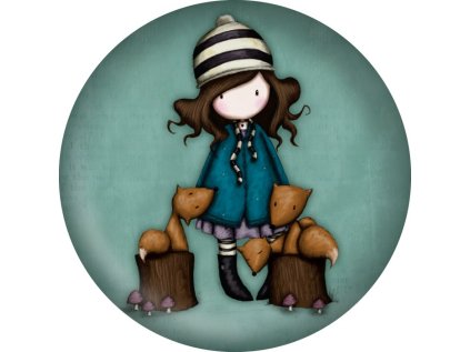 Magnet kulatý Santoro London - The Foxes, 5.8cm průměr x 0.5cm