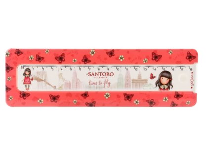 Plastový penál s pravítkem Santoro - Time To Fly, 21 x 7 x 3 cm