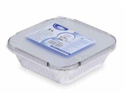 Hliníkové misky s víčkem 560 ml, 158 x 158 x 34 mm, 5 ks balení
