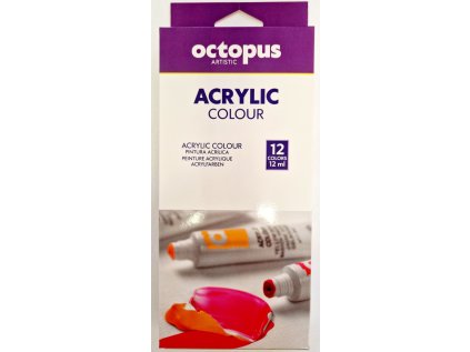 Akrylové barvy OCTOPUS 12 ks, 12 ml
