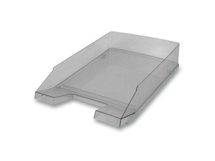 Transparentní plastový kancelářský odkladač - šedý