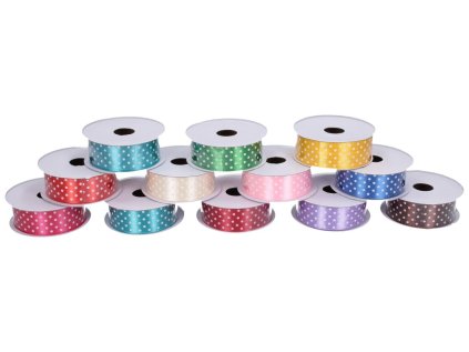 Saténová stuha puntík - 2,5cm x 2,7m
