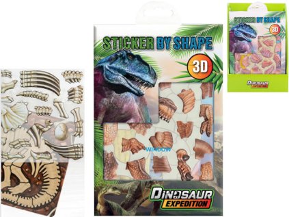 Nálepky 3D s dinosauřími motivy - 2druhy, 12ks