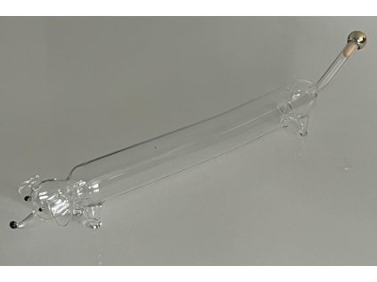 Skleněná ručně foukaná láhev jezevčík, 350 ml