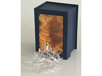 Skleněná ručně foukaná láhev ježek, 350 ml