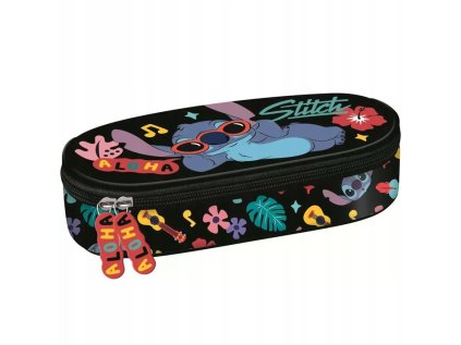 Penál oválný STITCH Black Aloha