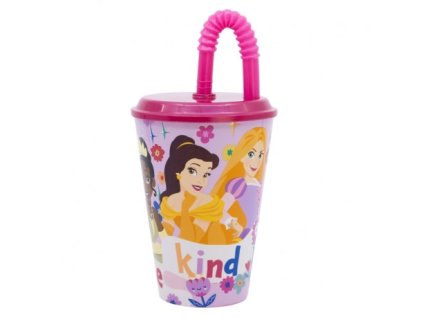 Kelímek s brčkem a víčkem PRINCEZNY - objem 430ml
