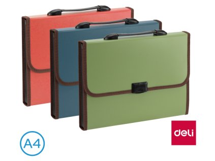 Aktovka DELI NEW YORK spisová A4 13 přihrádek - mix barev