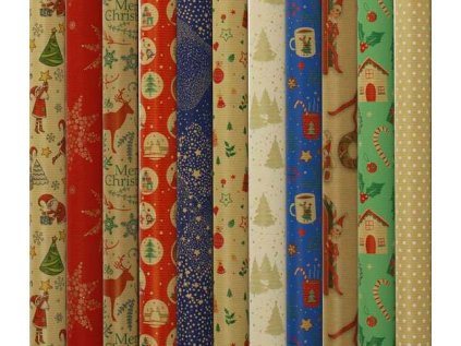Balicí papír vánoční kraft mix - 70 x 200 cm
